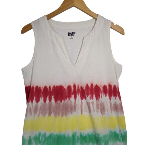 Lands End Shift Dress Womens XS Sleeveless Pockets Cover‎ Up Rainbow Tie Tye - Picture 3 of 10